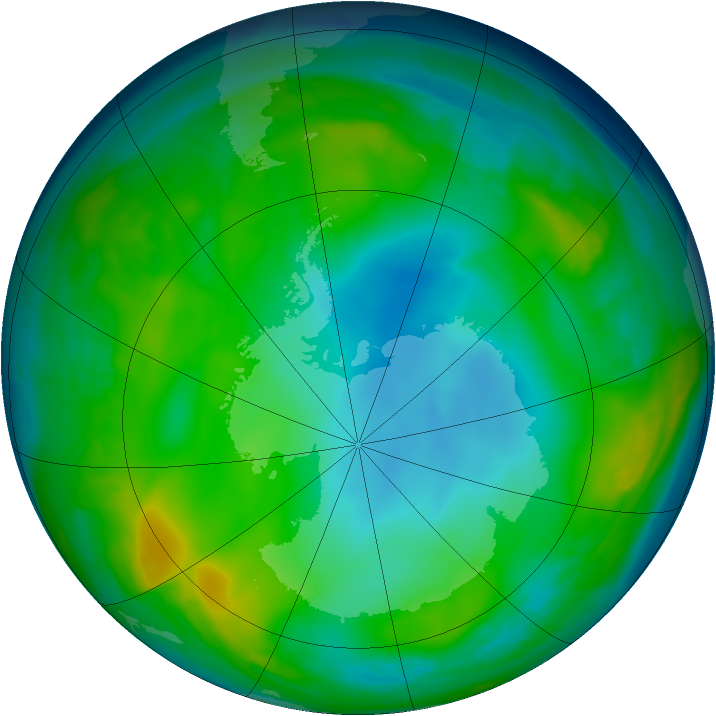 Antarctic ozone map for 17 June 2015